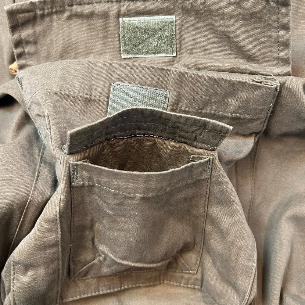 Orvis‎ Men's Brown 10-Pocket Cargo Pants Leather Trim Pockets 36/32 Hiking Trek